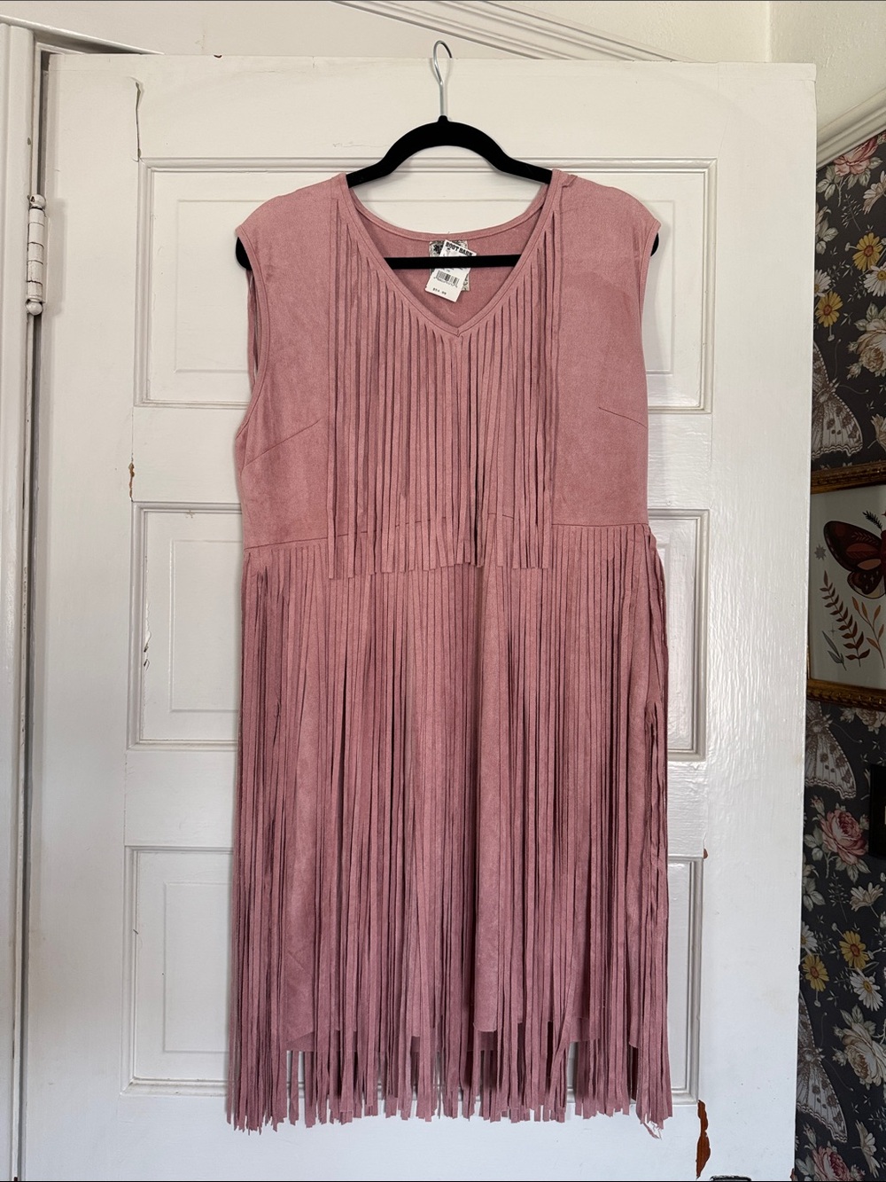 Vocal Mauve Fringe Sleeveless Mini Dress